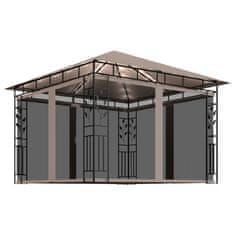 Vidaxl Paviljon s komarnikom in lučkami 3x3x2,73 m taupe 180 g/m2