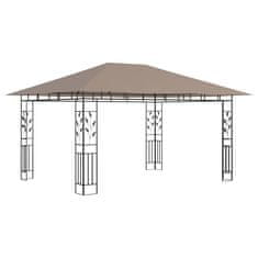 Vidaxl Paviljon s komarnikom in lučkami 4x3x2,73 m taupe 180 g/m2