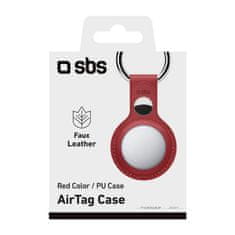 SBS Airtag obesek za ključe, umetno usnje, rdeč