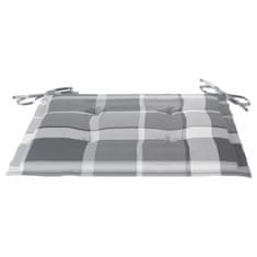 Vidaxl Blazine za vrtne stole 6 kosov sive karo 40x40x3 cm oxford