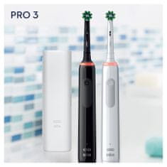 Oral-B Pro 3 – 3900 električni zobni ščetki, Braun dizajn, črna in bela 
