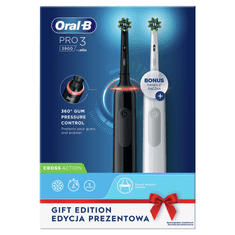 Oral-B Pro 3 – 3900 električni zobni ščetki, Braun dizajn, črna in bela 