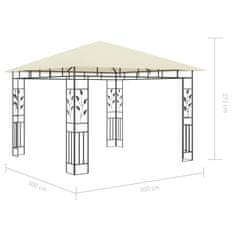 Vidaxl Paviljon s komarnikom in lučkami 3x3x2,73 m krem 180 g/m2