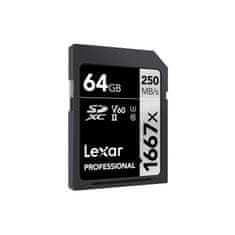 Lexar SDXC spominska kartica, 64GB UHS-II V60 (R:250/W:120MB/s)