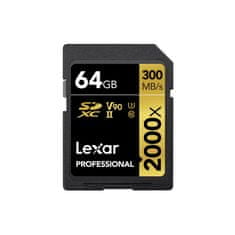 Lexar pomnilniška kartica SDXC 64GB UHS-II V90 (R:300/W:260MB/s)