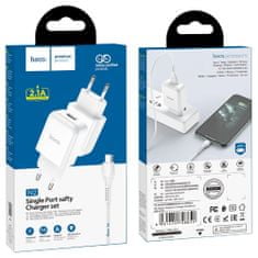 Hoco N2 pametni hišni polnilec, z vtičem USB in polnilnim kablom Micro USB, bel