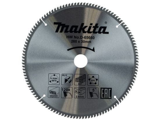 Makita D-65660 žagin list TCT, 260 x 30 mm, 120T