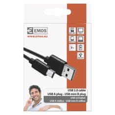 Emos kabel USB 2.0 A/M - mini B/M, 2 m, črn
