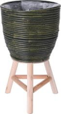 ProGarden Cvetlični lonček iz ratana na leseni nogi 24,5 x 41 cm zelen KO-437300760