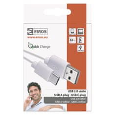 Emos kabel USB 2.0 A/M - USB C/M, 0,2 m, bel