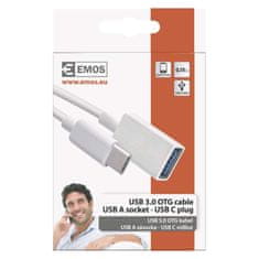 Emos kabel USB 3.0 A/F – USB C/M, OTG, 15 cm, bel