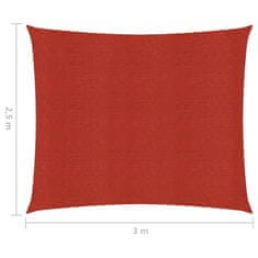 Vidaxl Senčno jadro 160 g/m2 rdeče 2,5x3 m HDPE