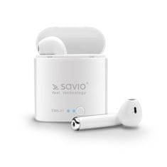 SAVIO Brezžične bluetooth slušalke z mikrofonom in polnilno postajo TWS-01 Savio