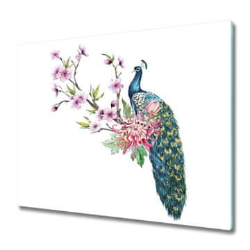 tulup.si Steklena podloga za rezanje Peacock in cvetje
