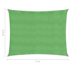 Vidaxl Senčno jadro 160 g/m² svetlo zeleno 2,5x3 m HDPE