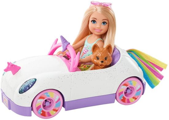 Mattel Barbie Chelsea in kabriolet z nalepkami