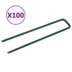 Vidaxl Žeblji za umetno travo 100 kosov U-oblike železo