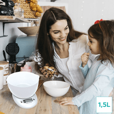 Omega OBSKWB kuhinjska tehtnica, s posodo 1,5 L, z LCD prikazovalnikom, do 3 kg
