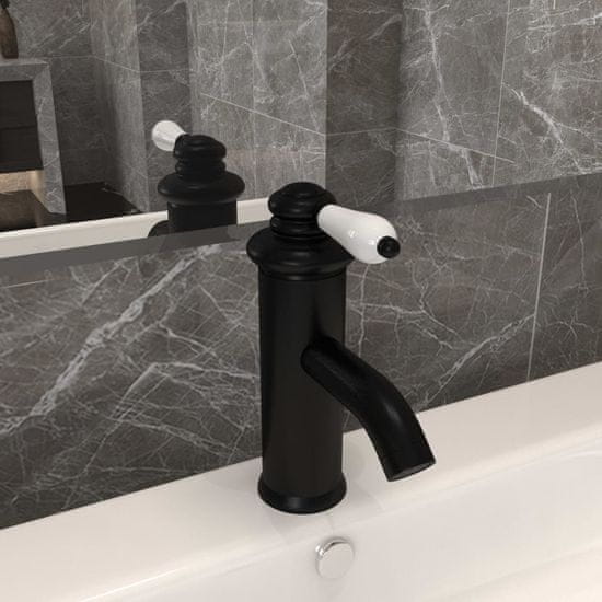 Vidaxl Kopalniška armatura za umivalnik črna 130x180 mm