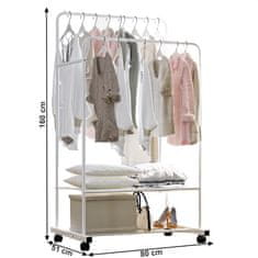 KONDELA Premično obešalo za plašče Rainer - belo