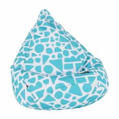 KONDELA Sedežna vreča Teldin - turkizna / bela / vzorec