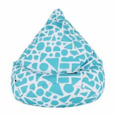KONDELA Sedežna vreča Teldin - turkizna / bela / vzorec
