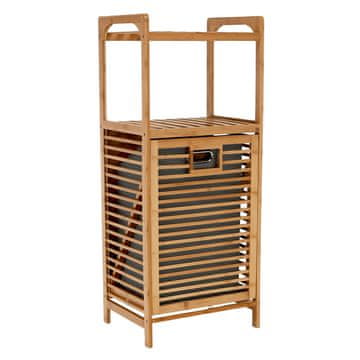 KONDELA Keri Nova košara za perilo - bambus / siva