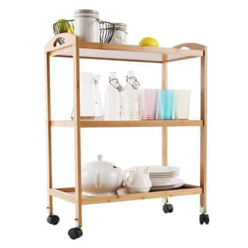 KONDELA Servirna miza Marsel na kolesih - naravna