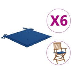 Vidaxl Blazine za vrtne stole 6 kosov modre 40x40x4 cm oxford tkanina