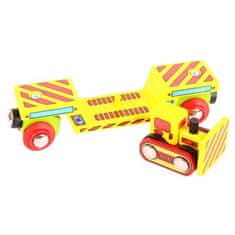 Bigjigs Rail Bigjigs Železniški vagon z buldožerjem + 2 tira