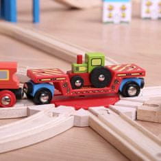 Bigjigs Rail Bigjigs železniški vagon s traktorjem + 2 tira