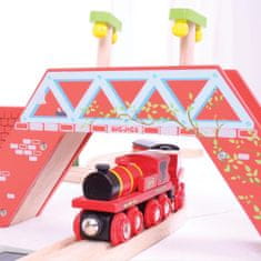 Bigjigs Rail Rdeča lokomotiva s ponudbo + 3 tiri