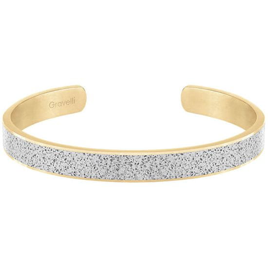 Gravelli Trda jeklena zapestnica z betonom Fusion Bold gold / grey GJBMYGG101UN