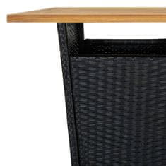 Greatstore Vrtna barska garnitura 3-delna z blazinami poli ratan črna