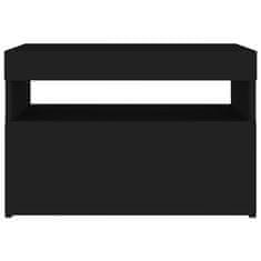 Vidaxl Nočna omarica z LED lučkami črna 60x35x40 cm inženirski les