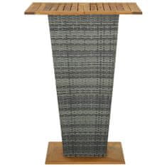 Greatstore Barska miza siva 80x80x110 cm poli ratan in trden akacijev les