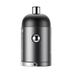 BASEUS Mini avtomobilski polnilnik Tiny Star USB 30W Quick Charge siv