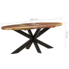 shumee Jedilna miza ovalna 200x100x75 cm trden predelan les
