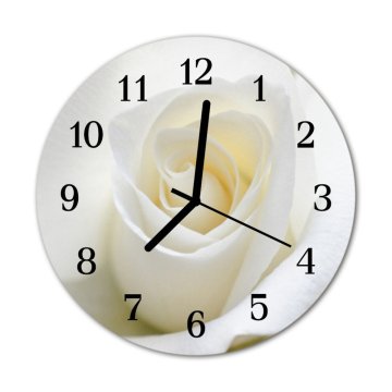 tulup.si Steklena okrogla ura White rose fi 30 cm Črne kazalke