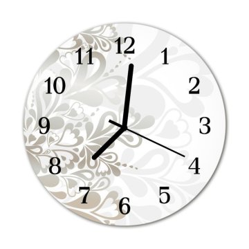 tulup.si Steklena okrogla ura Cvetje art fi 30 cm Črne kazalke