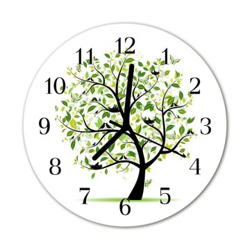 tulup.si Steklena okrogla ura Drevo fi 30 cm Črne kazalke