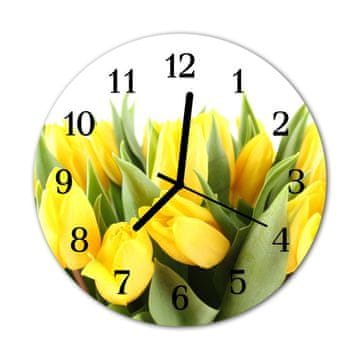 tulup.si Steklena okrogla ura Tulipani fi 30 cm Črne kazalke