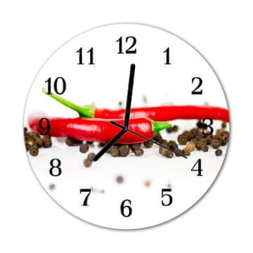tulup.si Steklena okrogla ura Paprika paprika fi 30 cm Črne kazalke