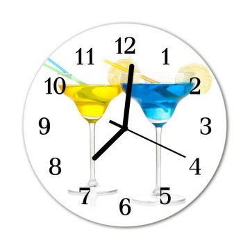tulup.si Steklena okrogla ura Cocktail fi 30 cm Črne kazalke