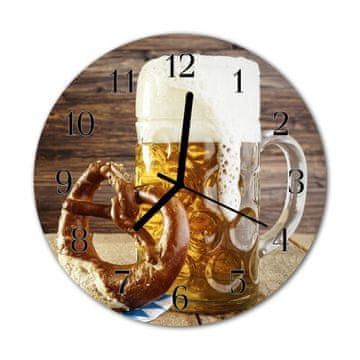 tulup.si Steklena okrogla ura Pivo presta fi 30 cm Črne kazalke