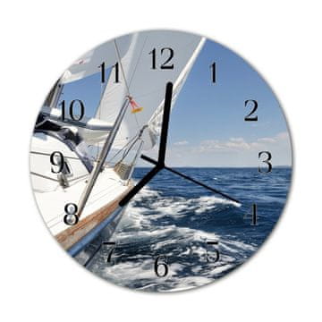 tulup.si Steklena okrogla ura Yacht fi 30 cm Črne kazalke