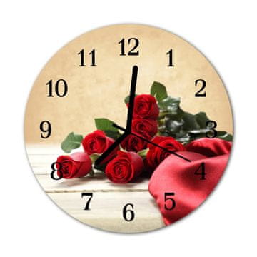 tulup.si Steklena okrogla ura Roses fi 30 cm Črne kazalke