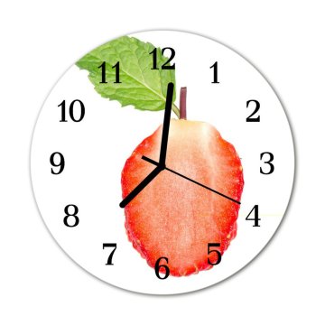 tulup.si Steklena okrogla ura Strawberry fi 30 cm Črne kazalke