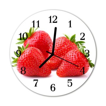 tulup.si Steklena okrogla ura Jagode fi 30 cm Črne kazalke