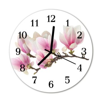 tulup.si Steklena okrogla ura Magnolia fi 30 cm Črne kazalke